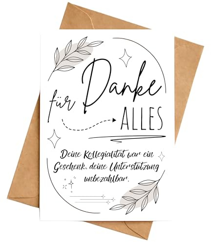 Dankeskarte Kollegen Abschied Karte Klappkarte Danke für alles Geschenk Arbeitskollege Arbeitskollegin DIN A6 mit Umschlag