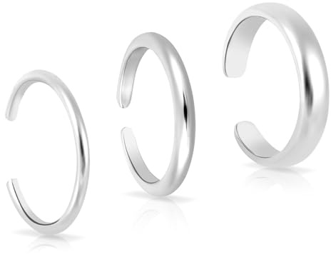 Mikovivi 3stk Verstellbare Zehenringe, DünNe Zehenringe mit Offenem Band Eleganter Fußschmuck für den Sommerstrand für Damen (Silber)