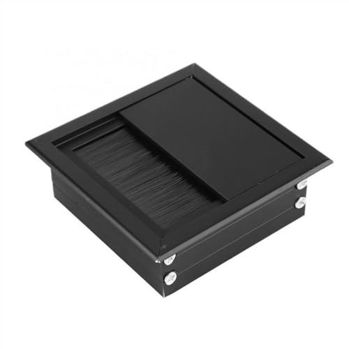 WEKONUMEX pasacables para Escritorio Pasacables rectangulares de aleación de Aluminio for Mesa de Escritorio, 2 Unidades, con Cepillo