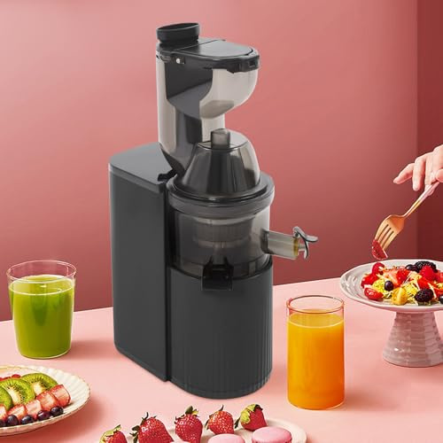 Extracteur de jus Slow Juicer 48 tr/min, 800 W, avec baie de remplissage extra large de 3,15, silencieux et haut rendement jusqu'à 98,5 %, Easy Clean, fonction arrière pour fruits et légumes, avec