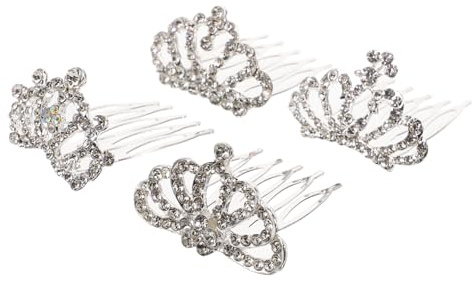 AUTSUPPL 4 pièces Peignes Couronne Garçon Fille avec Strass Brillants Accessoires Cheveux pour Filles Tiara Décorative et Confortable pour Anniversaire et Mariage