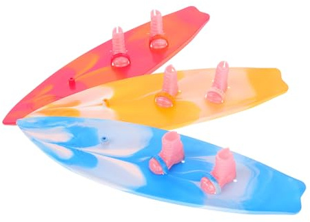 MOLUCKFU 3 Stück Kleiner Surfbrett Modell in Blau Pink und Gelb Detailreiche Puppen Dekoration für Puppenszenen und Poolpartys Langlebige Requisite aus Pappe