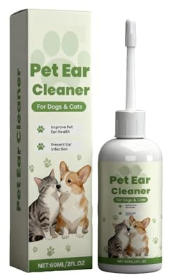 Líquido Para El Cuidado De Oídos De Perro,Limpiador Oídos Perros Y Gatos,Limpia Suave Y Eficaz,Adecuado Todo Tipo Animales Pequeños,60ML