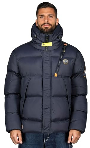 Geographical Norway BODIR Hombre – Chaqueta de Invierno Gruesa con Capucha – Blouson Cálido Impermeable, Protección contra el Gran Frío, Estilo Urbano, azul marino, XL