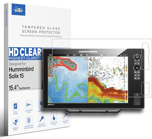 INNOSURE Pellicola protettiva in vetro temperato per Humminbird Solix 15 Echolot G1/G2/G3/G4 15,4 pollici, accessori touch screen 15 pollici, 9H, antigraffio (HD trasparente)