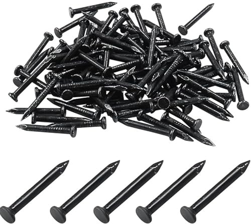 Carehabi Clavos Negros de Acero Templado, 200 Piezas, 20mm, para Concreto, Madera y Ladrillo, Fijación Resistente para Bricolaje