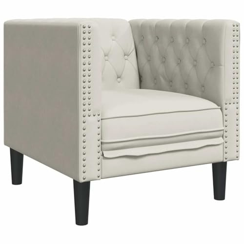 Tomostar Fauteuil Salon Chesterfield, Fauteuil Relax Salon Chaise de Chambre crème Velours