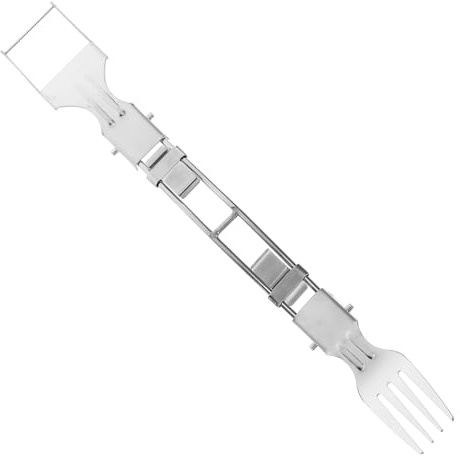 NUOBESTY Affettatrice per Anguria in Acciaio Inox 2 Teste Forchetta Integrata, Taglia Cubetti di Melone Multifunzionale per Uso Domestico e Cucina, Utensile per Tagliare Frutta e Verdura