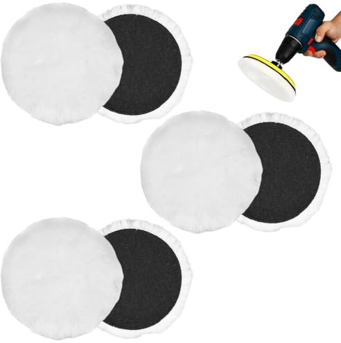 6 cuscinetti per lucidatura da 125 mm, in lana, per smerigliatrice eccentrica e smerigliatrice angolare, disco lucidante da 125 mm per auto, mobili, metallo e plastica, accessorio per lucidatura