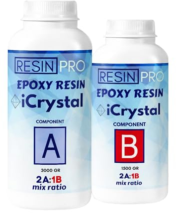 iCrystal - 6 KG Durchsichtiges Epoxidharz & Härter - Flüssiges Gießharz, DIY Harz, Guss & Beschichtung, Harzuntersetzer, Laminierharz, Epoxidharz, Glänzend, Kunsthandwerk, Epoxy