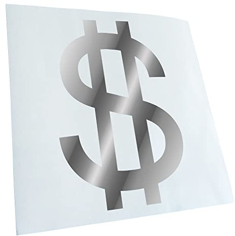 Kiwistar - Autoaufkleber - Chrom - 15x10cm Dollarzeichen - Dollar Zeichen - Heckscheibe Auto Aufkleber wetterfest für Kfz LKW Mofa Truck - Sticker außen selbstklebend Tuning Zubehör für Fenster
