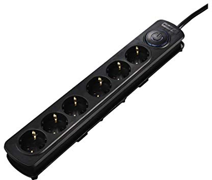 Hama 00137270 Steckdosenleiste innen, 1,5 m, 6 AC-Ausgänge, Schwarz, 1,5 m, 6 AC-Ausgänge, Schwarz, Kunststoff, 230 V