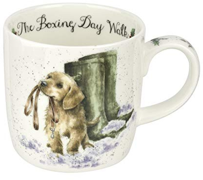 Wrendale Designs - Boxing Day Walk (Dog) Tasse simple, Porcelaine, Multicolore, 8 x 12 x 8 cm