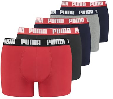 Puma Men Boxer Underwear, Blue / Red / Black, XXL Pack of 5