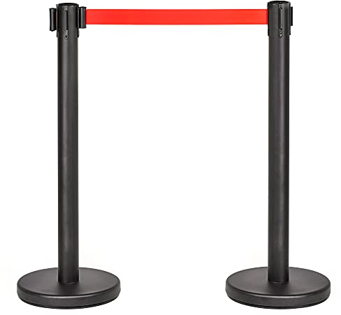 PINNERS Set di Barriere Retrattili, Barriera con Nastro Estensibile 3 metri (2 unità), Pali Separatori, Nastro di Sicurezza, Nastro Estensibile Retrattile, Barriera Estensibile di Sicurezza 3m