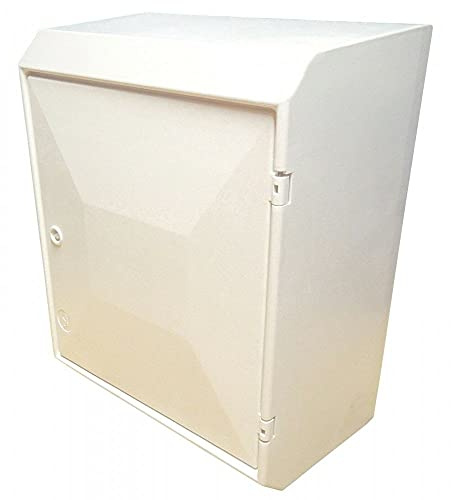 Continental Tricel MK2 Electric Meter Box, White, Water Resistant, Surface Mounted, 503mm x 408mm x 236mm, Complete with Timber Backboard, Hinges, Lock and Key