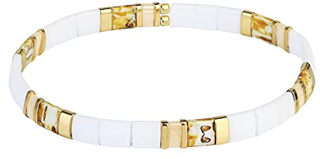 KELITCH Bracelet En Perles Tila Bracelet Extensible Coloré Bracelets Miyuki Bracelets Chaîne Arc-En-Ciel Pour Femme