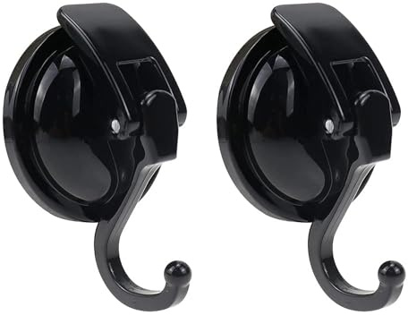 Lot de 2 Crochets Ventouse Noir Salle de Bain Sans Perçage Forte Aspiration