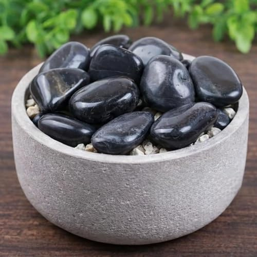 TODOSTONES Piedras Super Lisas de Color Negras o variadas, para decoración de jardín, el Interior de la Vivienda, macetas y acuarios o terrarios (3Kg, Super Pulida Negra Grande)