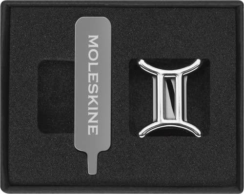 Pin Moleskine pour Carnet ou Agenda Gémeaux, Épingle Signe du Zodiaque, Personnalisez la Fermeture Élastique, Idée Cadeau Personnalisée, Couleur Argentée