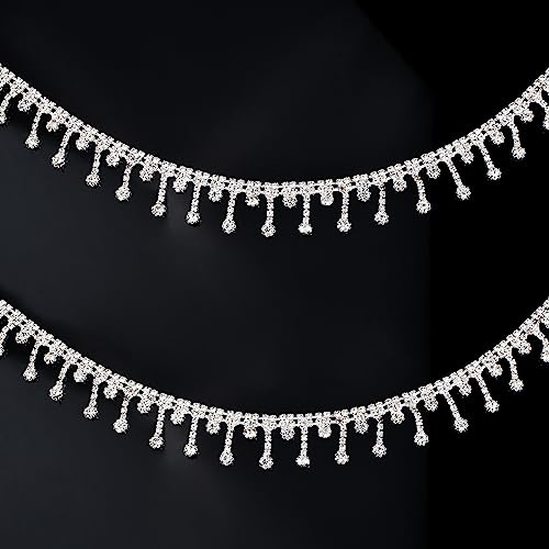 URROMA Strass Fringe Strass Trim, 2 Yards unregelmäßige Art Quaste Kette Diamant Kristall Lange Quaste Personalisierte DIY Dekor für Hochzeitsfeier