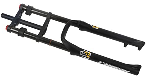 QHIYRZE Fatbike-Gabel 26 Zoll Fahrrad Federgabel Federweg 140mm Schnee/Strand/E-Bike/Mountainbike Luft Gabel 4,0 Reifen 1-1/8 Doppelte Schulter Dämpfungseinstellung Scheibenbremse QR(Black 26'')