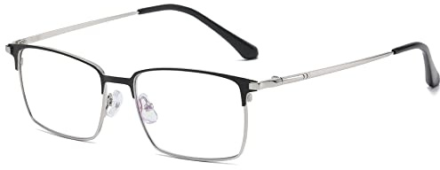 Lanomi Blaulichtfilter Lesebrille Herren Damen Rechteck Metall Rahmen Lesehilfe Sehhilfe Computer Anti Rays Brillen mit Stärke