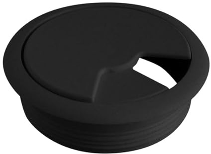 DOJA Barcelona | Pasacables Escritorio Negro | Pack 4 | Organizador Cables Redondo | Ø 60 mm | Tapa Pasacables para Organizador Escritorio, Mesa Escritorio, Ladron Enchufes, Ordenador de Mesa
