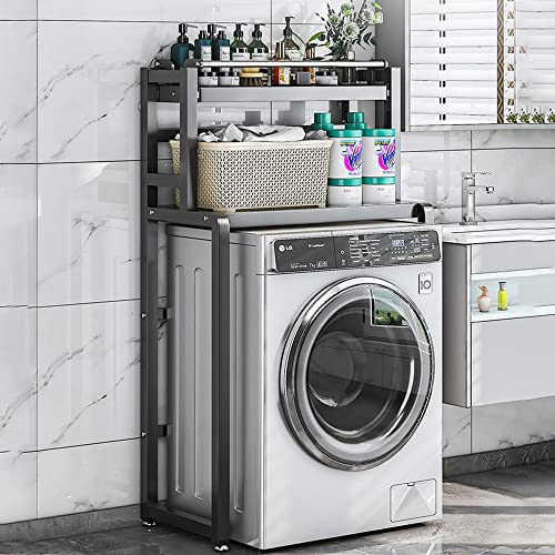 Waschmaschinenregal Toilettenregal mit Ausziehbarer Schublade Badezimmerregal Bad WC Stand Regal mit 2 Ablagen Überbauregal Waschmaschine Toilettenregal Überbau für Waschmaschine