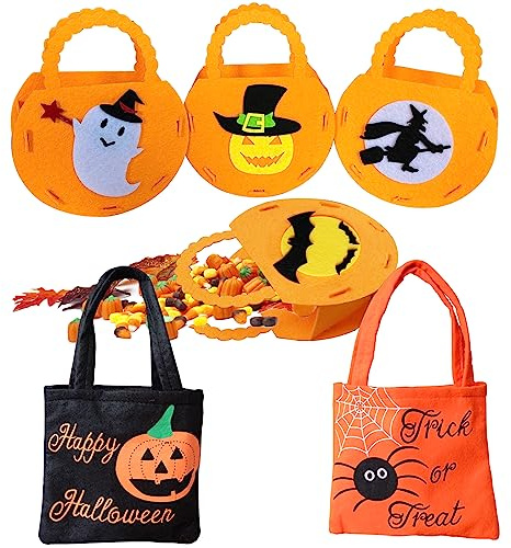 Fayemint 6 Stück Halloween Kürbis Candy Bag, Halloween Süßigkeitenbeutel, Halloween Dekoration Candy Taschen, Wiederverwendbar, für Halloween, Maskerade und andere Mottopartys