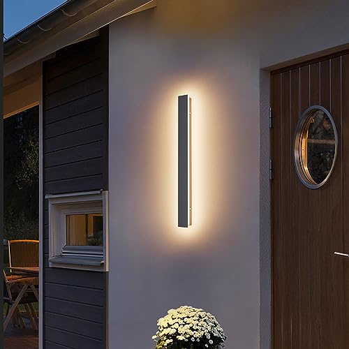 K-Bright 20W Lange Aussenlampe Villa Wandleuchte Anthrazit Warmweiß 3000K | Wasserdicht IP65, 60CM Außenwandleuchte für Gärten, Terrassen,Schlafzimmer Wohnzimmer