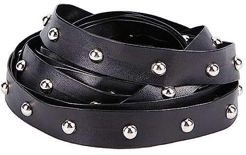 GORGECRAFT 5 m Lederschnur Mit Nieten 20 mm Breit Wildleder-Halskettenschnur Samt-Perlenschnur Flache Kunstlederschnur Mit Niete Für Die Schmuckherstellung Quaste Kleid Geldbörse Heimdekoration