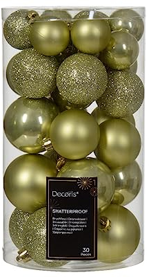 Kaemingk Lot de 30 boules de Noël en plastique - 4 à 6 cm - Vert pistache, clair, pastel