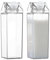 Fukamou Bouteille en Lait Transparent, Bouteille d'eau réutilisable en Lait Transparent, 500ML / 1000ML Récipient Bouteille carrée à Couvercle scellé pour jus, Lait, Eau