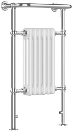 iBathUK Ascot Traditional Towel Radiator Rail, Curved Towel Warmer, 6 Column Floor Mounted Heated Towel Rail for Bathroom- 952x568mm