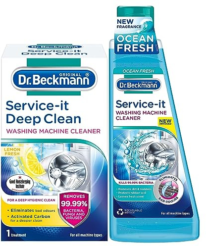 Dr Beckmann Washing Machine Cleaning Bundle - Includes Deep Clean Lemon Fresh & Ocean Fresh Cleaner Liquid - Hair Dissolver, Mold Remover for Washing Machines with Fresh Fragrances