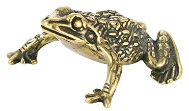 Saturey Reines Kupfer Frosch Kröte Statue Ornamente Desktop Antik Messing Tee Haustier Sammlung Heimdekoration for Wohnzimmer Tierfiguren