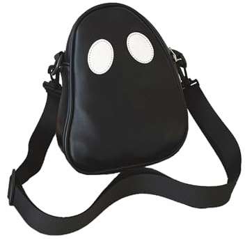 Ghost Crossbody Schultergurt Umhängetasche aus Pu Leder - Gothic Zipper Tasche（Schwarz）