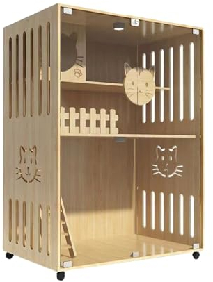 Katzenhaus Katzenvilla Haushalt Holz Katzenkäfig Katzennest Etagenbett Zweistöckiges Luxus-Katzenhaus for mehrere Katzen Katzenschrank for den Innenbereich Katzenhütte