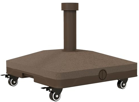 Outsunny Pied de Parasol Base de lestage Parasol carré 4 roulettes dim. 45L x 45l x 39H cm HDPE Marron