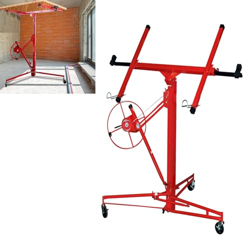 Cecaylie XXL-Plattenheber Plattenlift, Klappbar plattenheber trockenbau, Höhenverstellbar 140-350 cm Arbeitshöhe, Lastarme bis zu 290 cm, Breite 90 cm, Tragfähigkeit bis 68 kg, Set rigips plattenheber