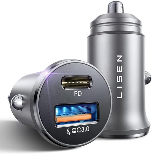 LISEN 54W Zigarettenanzünder USB C 12V USB Adapter Auto PD&QC3.0 USB kfz ladegerät Auto Ladegerät Adapter USB Zigarettenanzünder Verteiler Steckdose mit iPhone 16 15 Pro Max iPad Samsung S24