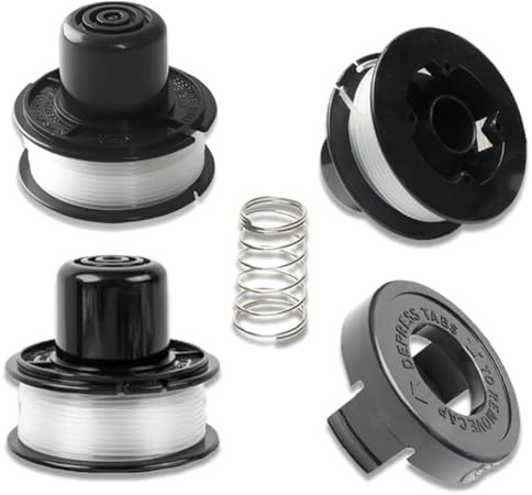 Strimmer Spool and Line for Black Decker A6226 GL250 GL310 GL360 String Trimmers, 1.6mm Replacement Lawn Trimmer Line, Wire Refills 30ft (3 Spool +1 Cap+1 Spring)
