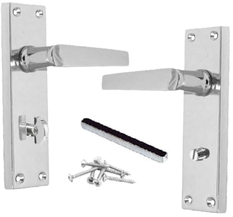 Betley Butterfly Victorian Straight Handle Bathroom WC Toilet Door Handles, Pair Chrome 152mm x 42mm Backplate, Interior Wooden Doors