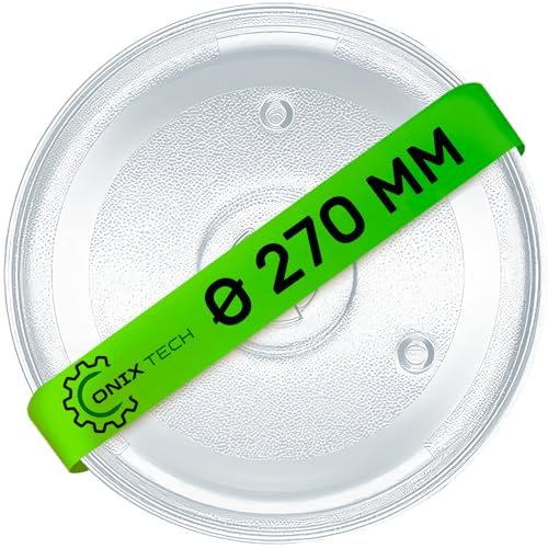 Verre Plateau Micro Onde Universel de Diamètre Ø 27 cm avec 3 Pieds Fixation sur Base Assiette Micro Onde avec Code Original 297544 pour Gorenje 482000100016 pour Whirlpool pour Indesit - ONIX TECH