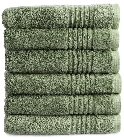PHLOX Handtuch Set 50 x 100 cm – (6 Stück) 100% Baumwolle Badehandtücher – Oeko-Tex Made in Green Zertifiziert | 600 g/qm | Weiche & Saugfähige Badetücher Set – Premium Qualität - Grün