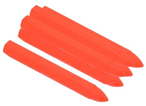 PATIKIL Lumber Marking Crayons, 6 Pcs 4.2x0.6 inch Hex Wax Tire Marker Drawing Crayons for Wood, Glass, Ceramics, Cartons, Cloth, Stone, Fluorescent Red