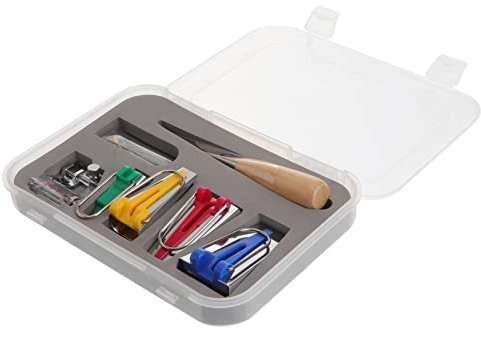 HOODANCOS Kasten Hersteller Von Schrägbändern Nähmaschinen Für Schrägbänder Nähbindeset DIY-quiltwerkzeug-kit Bindende Fußhandwerksclips Hersteller Von Nähbändern Stoff Werkzeug Binderclip