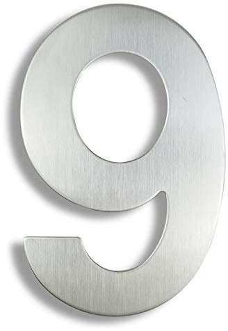 Numero civico moderno, Numeri di porta Esterno della casa Grande, Numero civico da 20 cm in acciaio inossidabile, Segnale di indirizzo #0-9 Argento da esterno 8 pollici, (NO.3225)(9,15cm)