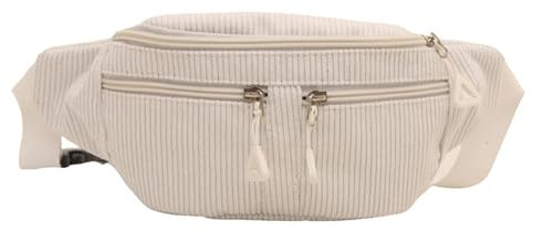 Cord Bauchtasche für Damen und Herren Gürteltasche Damen Verstellbarer Gurt Hüfttasche Bauchtasche Klein Brusttasche Bum Bags aus Cord für Outdoor Sport Laufen (Weiß)